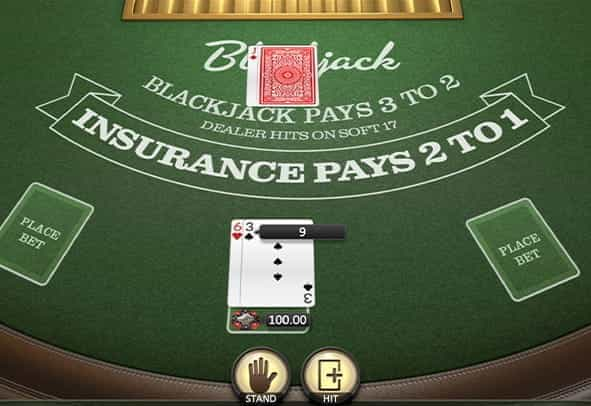 Single Deck Blackjack detailed gameplay view.