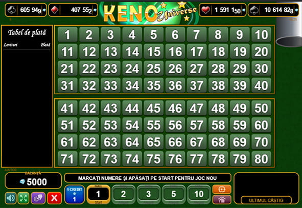 Universe Keno la Winbet 