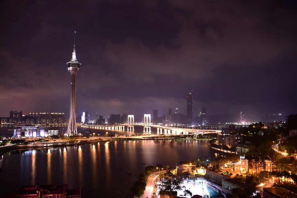 An image showing the Macao skyline at night.