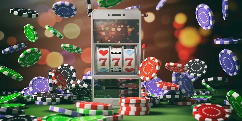 An image showing an online slots casino game in action